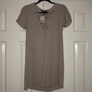 Forever 21 taupe lace up t-shirt dress. Nwt